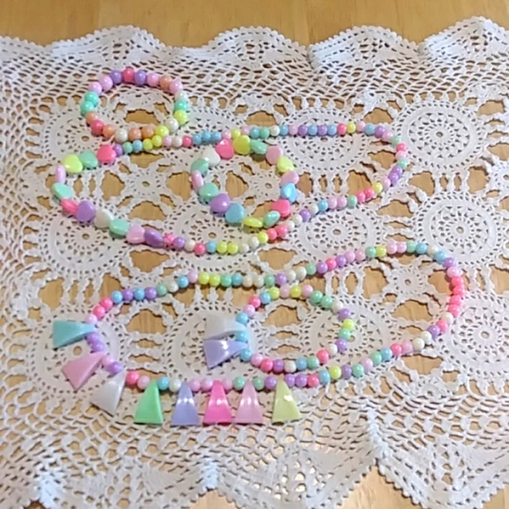 New girl's pastel costume jewelry sets - hearts and dino teeth